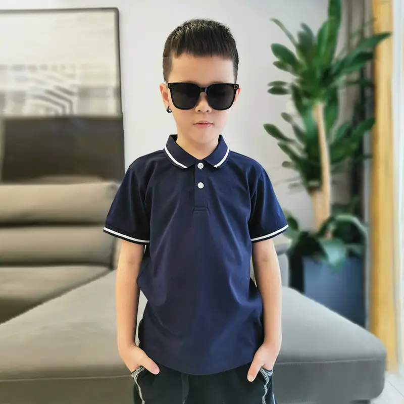 2026 Boys Navy Polo T-Shirt Short Sleeve Wholesale - Image 11