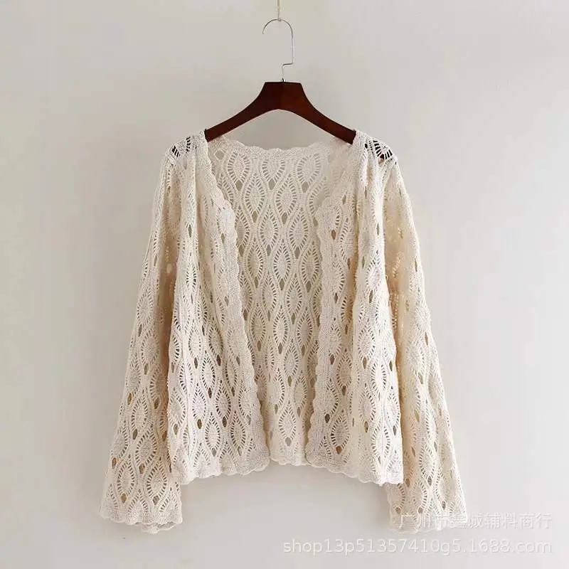 White Lace Long Sleeve Sweater with Denim Shorts - Image 6