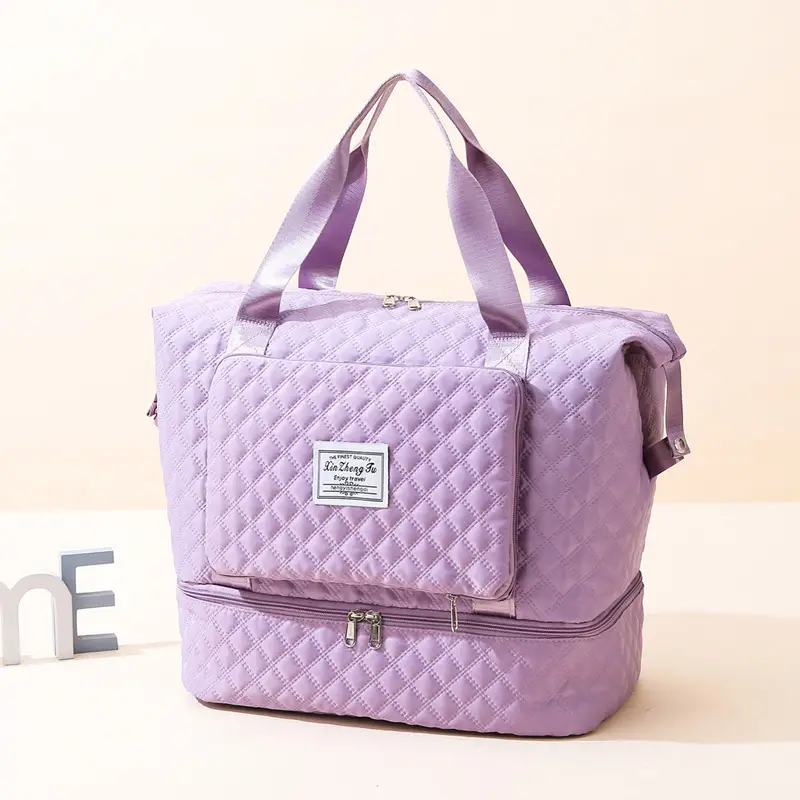 Purple Quilted Travel Fitness Bag for Women - Image 10