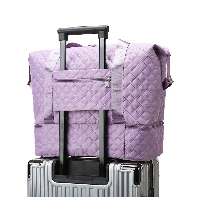 Purple Quilted Travel Fitness Bag for Women - Image 11