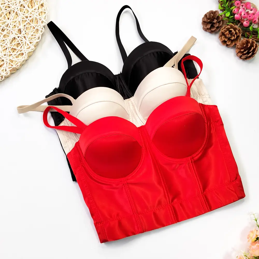 Red Acetate Satin Sling Vest for Women - Image 6