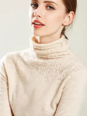 Women's High Neck Knitted Pile Sweater Autumn Winter