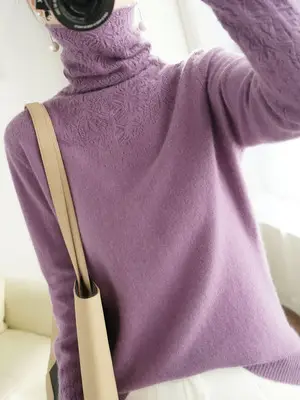Women's High Neck Knitted Pile Sweater Autumn Winter