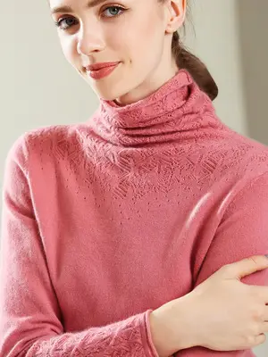 Women's High Neck Knitted Pile Sweater Autumn Winter