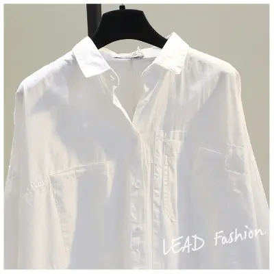 White K-Style Loose Button Shirt for Women - Image 2