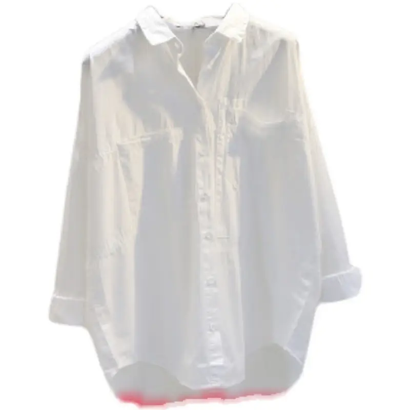 White K-Style Loose Button Shirt for Women - Image 4