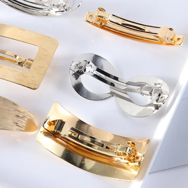Glossy Metal Hair Clips for Women - 5 Pcs Set