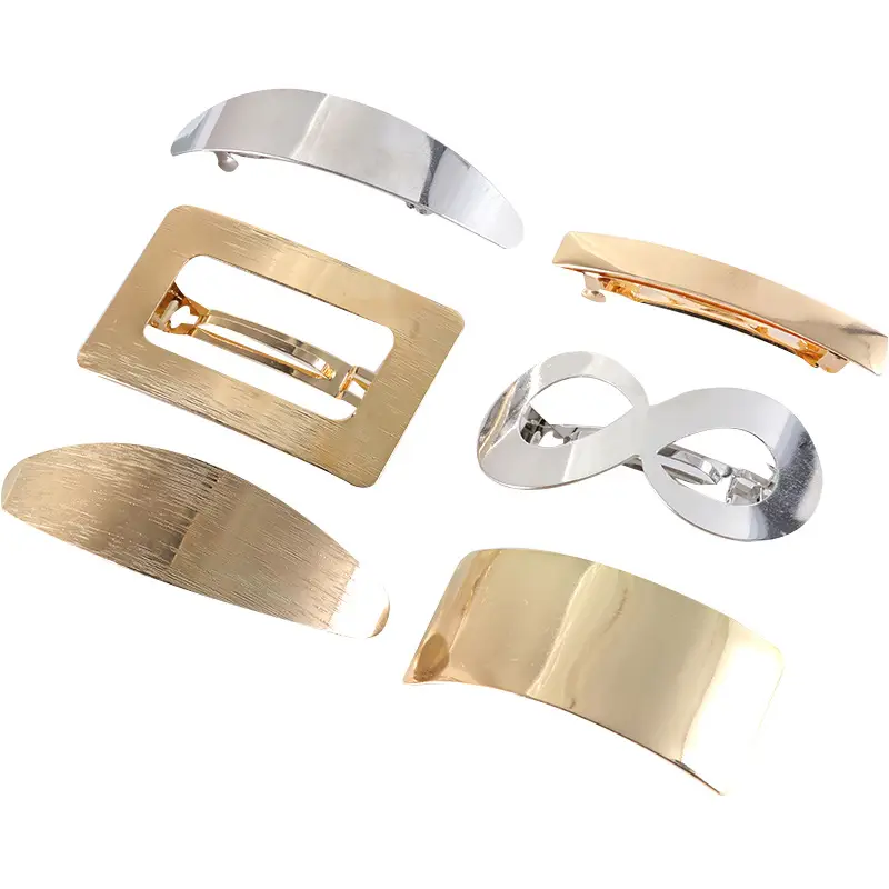 Glossy Metal Hair Clips for Women - 5 Pcs Set