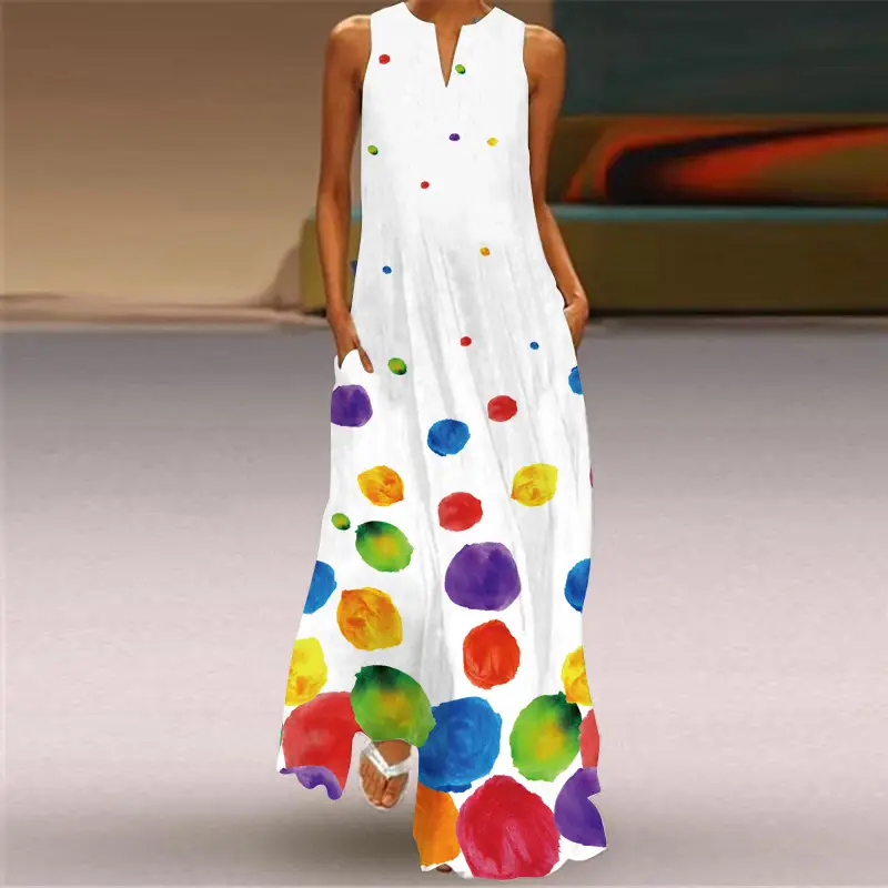 2026 Summer V-Neck Multi-Color Floral Long Dress - Image 4