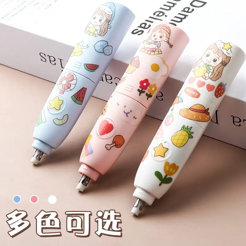Deli electric eraser cartoon no-CHIP children Primary School students sketch 2b automatic Eraser Set wholesale