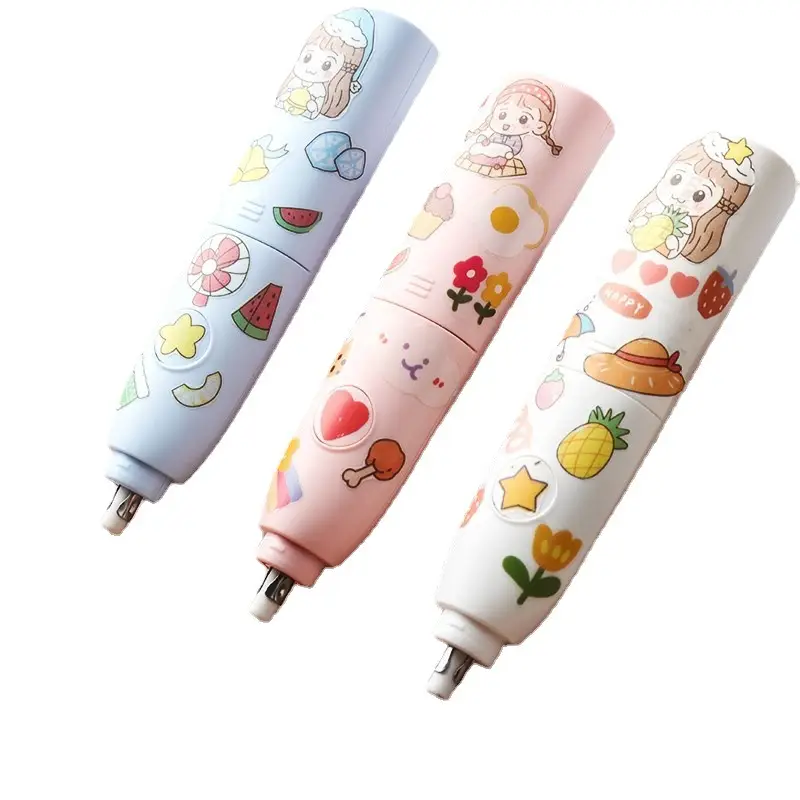 Deli electric eraser cartoon no-CHIP children Primary School students sketch 2b automatic Eraser Set wholesale