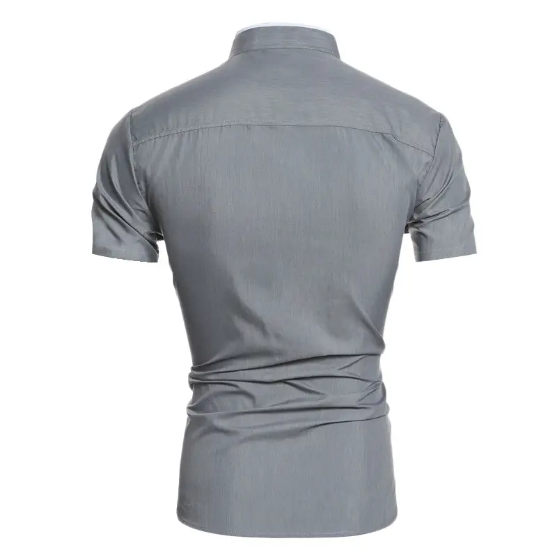 Men's White Crossbody Collar Shirt Short Sleeve Single Breasted - Image 8