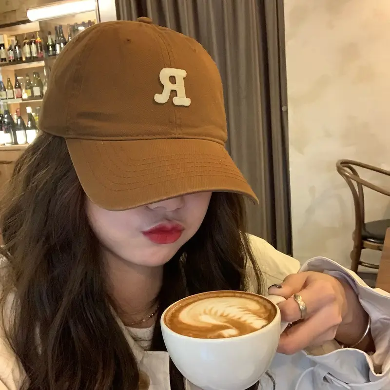 Women Cotton Baseball Caps Blue Yellow R Letter Spring Autumn Winter