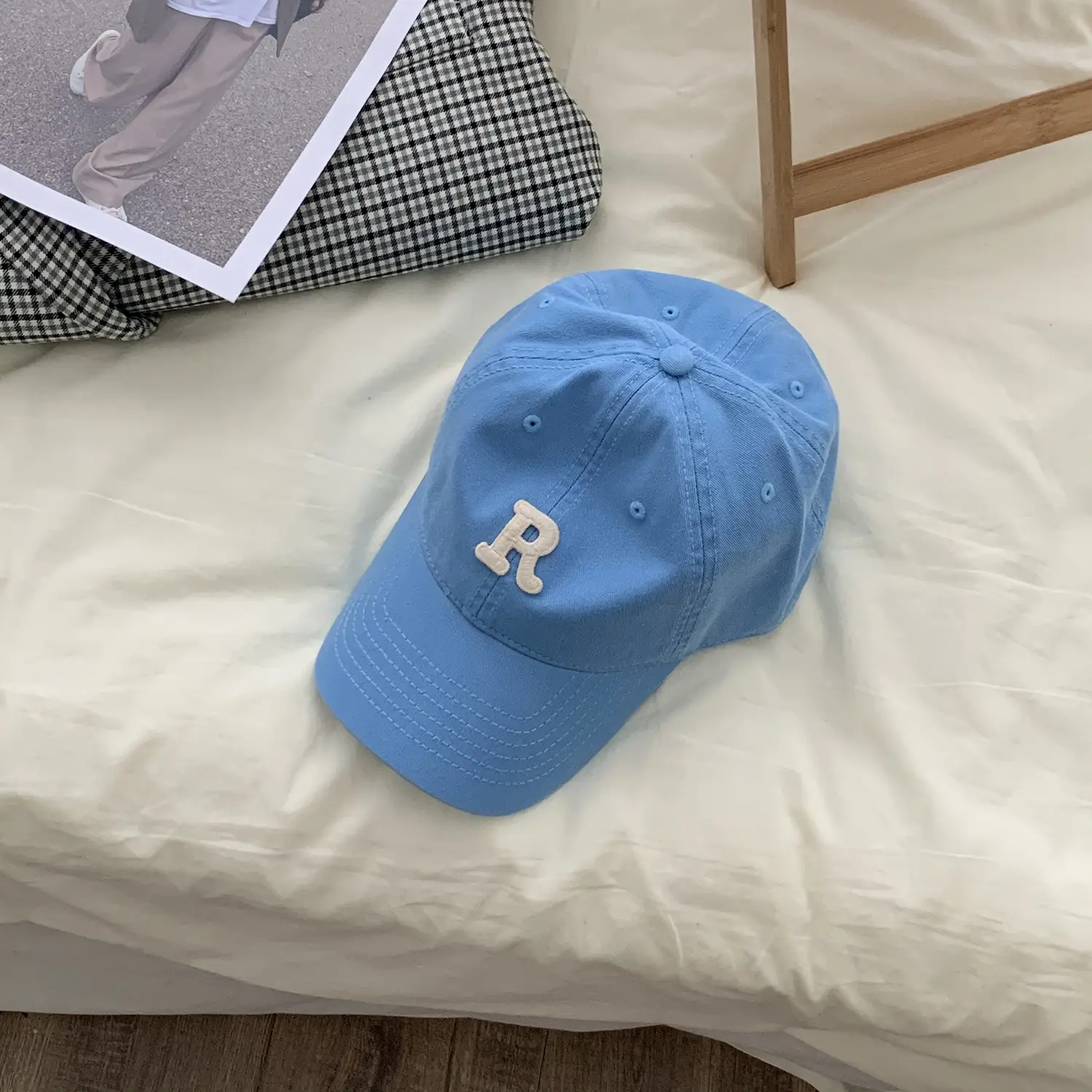 Women Cotton Baseball Caps Blue Yellow R Letter Spring Autumn Winter - Image 12