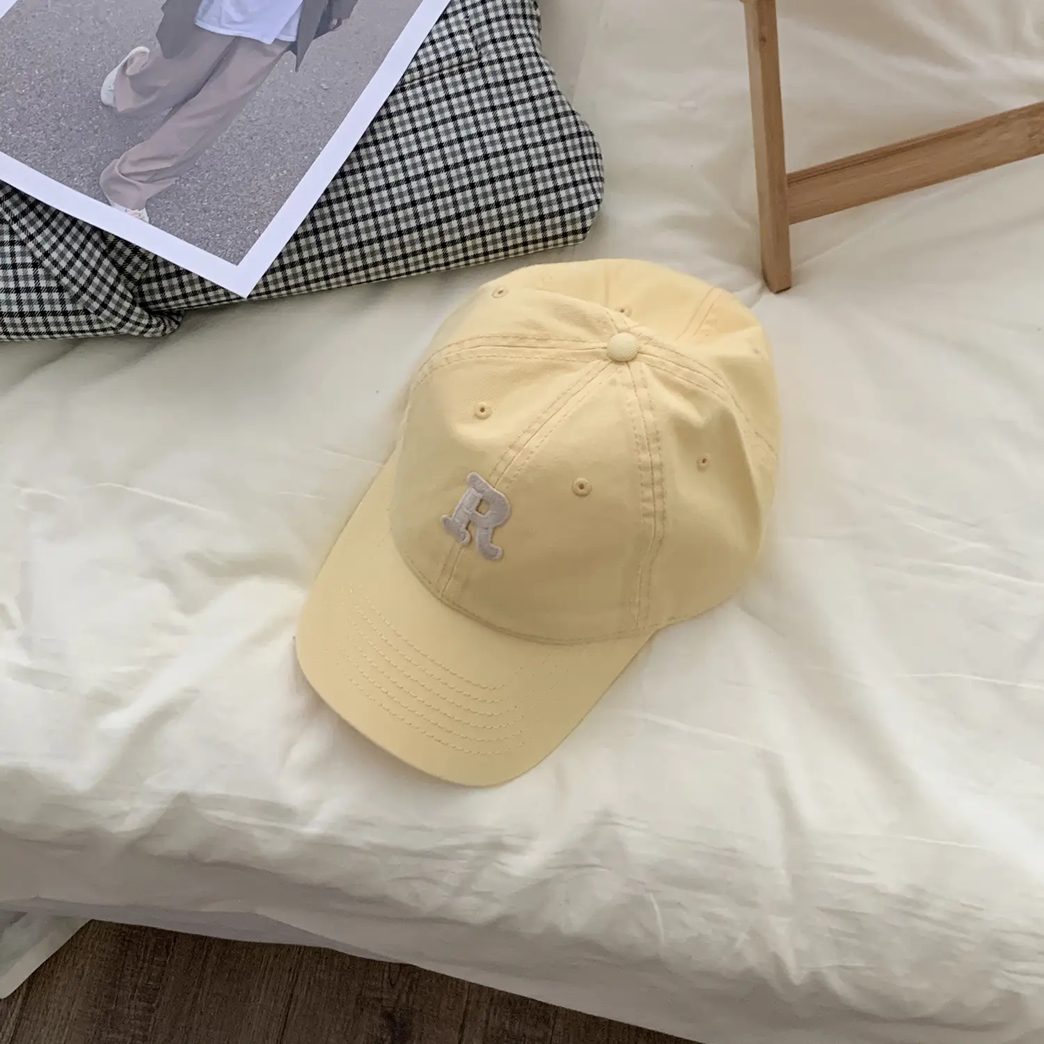 Women Cotton Baseball Caps Blue Yellow R Letter Spring Autumn Winter - Image 13