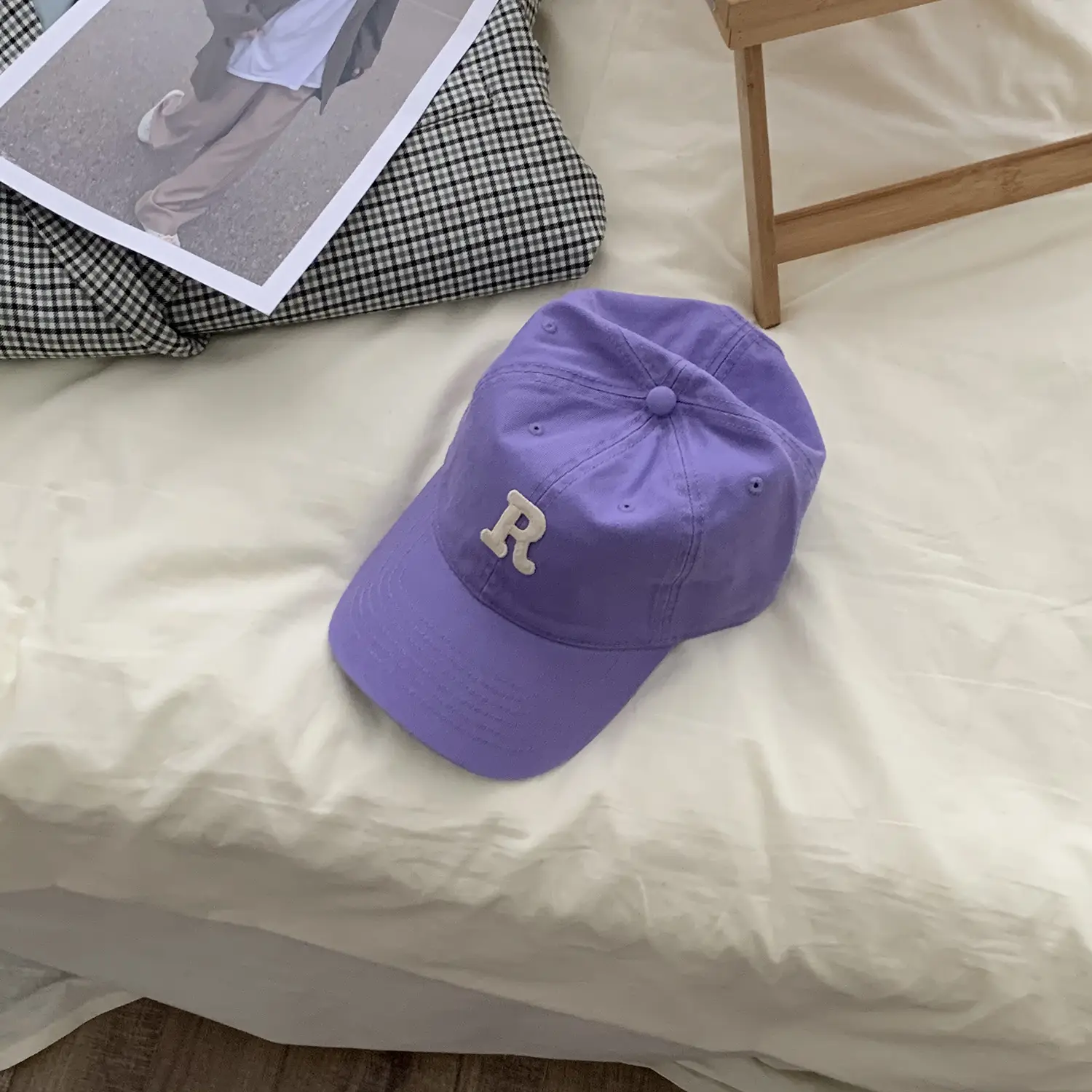 Women Cotton Baseball Caps Blue Yellow R Letter Spring Autumn Winter - Image 2