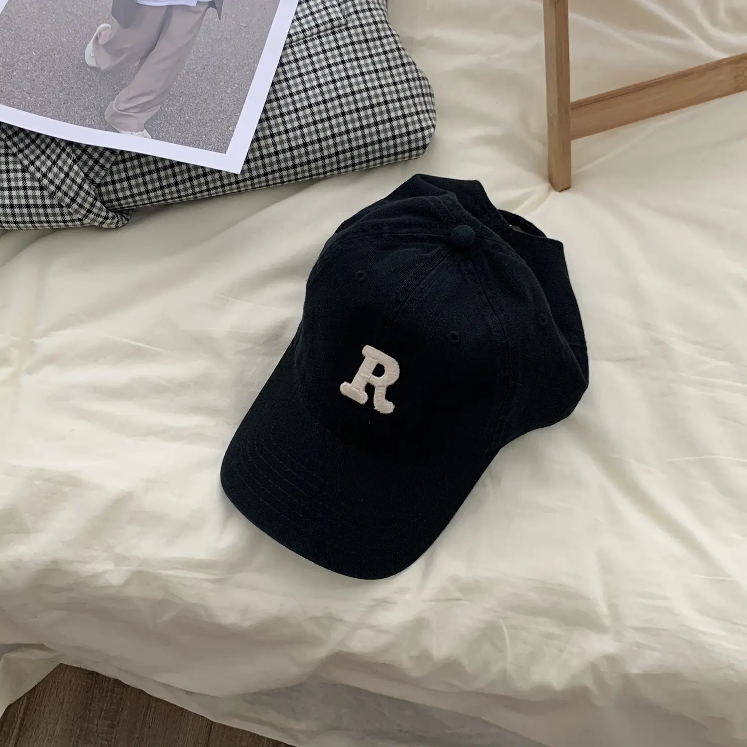 Women Cotton Baseball Caps Blue Yellow R Letter Spring Autumn Winter - Image 4