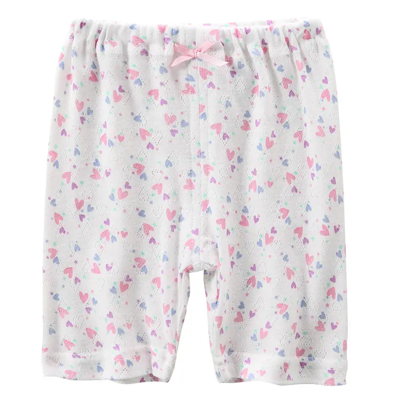 Japanese Girls Cotton Summer Leggings Pajama Pants White Pink Floral - Image 6