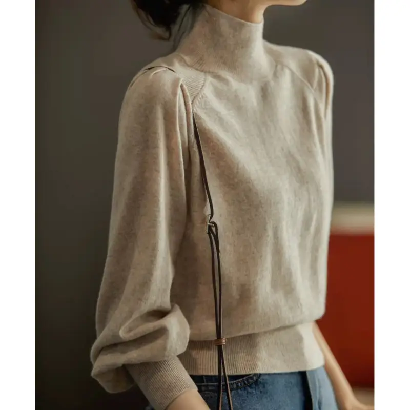Women Half Turtleneck Sweater Dark Blue 2024 - Image 2