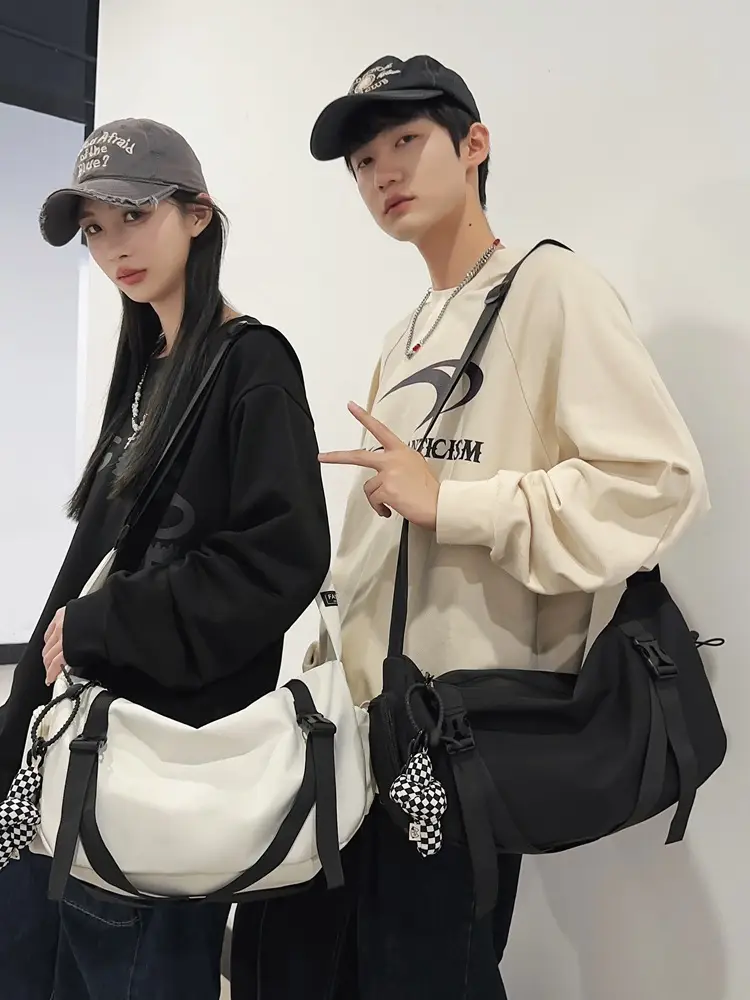 Men's Black Crossbody Bag Large Capacity Japanese Style - Image 6