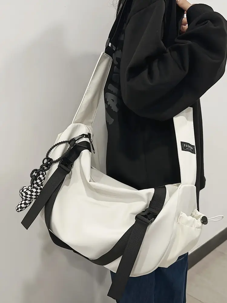 Men's Black Crossbody Bag Large Capacity Japanese Style - Image 7