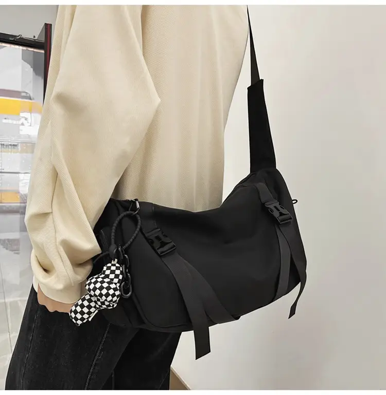 Men's Black Crossbody Bag Large Capacity Japanese Style — feature 13