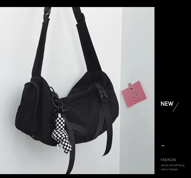 Men's Black Crossbody Bag Large Capacity Japanese Style — feature 20