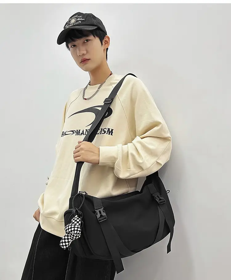 Men's Black Crossbody Bag Large Capacity Japanese Style — feature 3