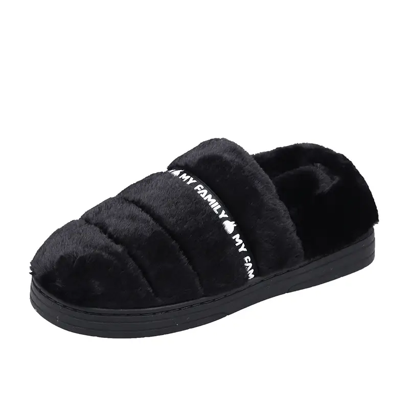 Home all-inclusive cotton shoes men's non-slip thick bottom warm couples plush slippers bag with women's indoor cotton slippers wholesale - Image 9