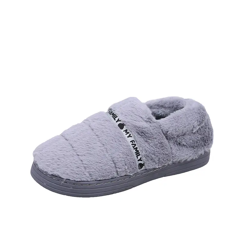 Home all-inclusive cotton shoes men's non-slip thick bottom warm couples plush slippers bag with women's indoor cotton slippers wholesale - Image 2
