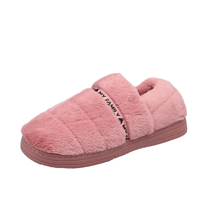 Home all-inclusive cotton shoes men's non-slip thick bottom warm couples plush slippers bag with women's indoor cotton slippers wholesale - Image 4