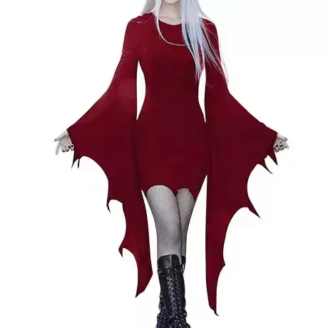 2023 Vampire Black Strap Dress Round Neck