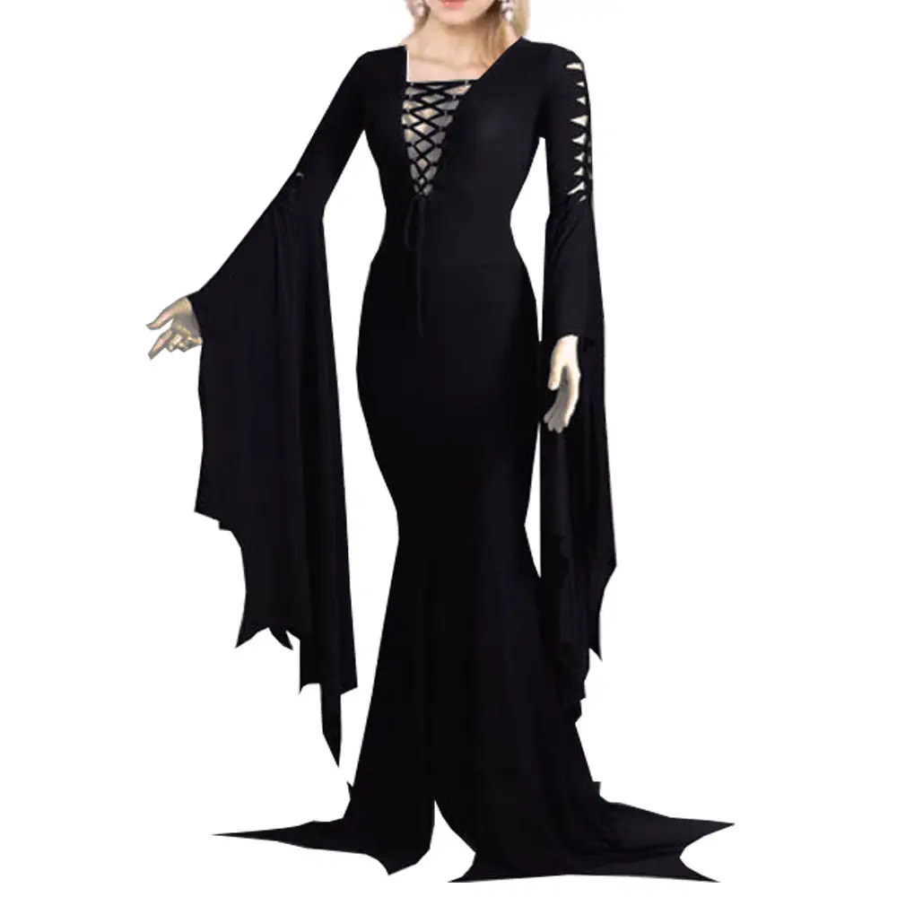2023 Vampire Black Strap Dress Round Neck