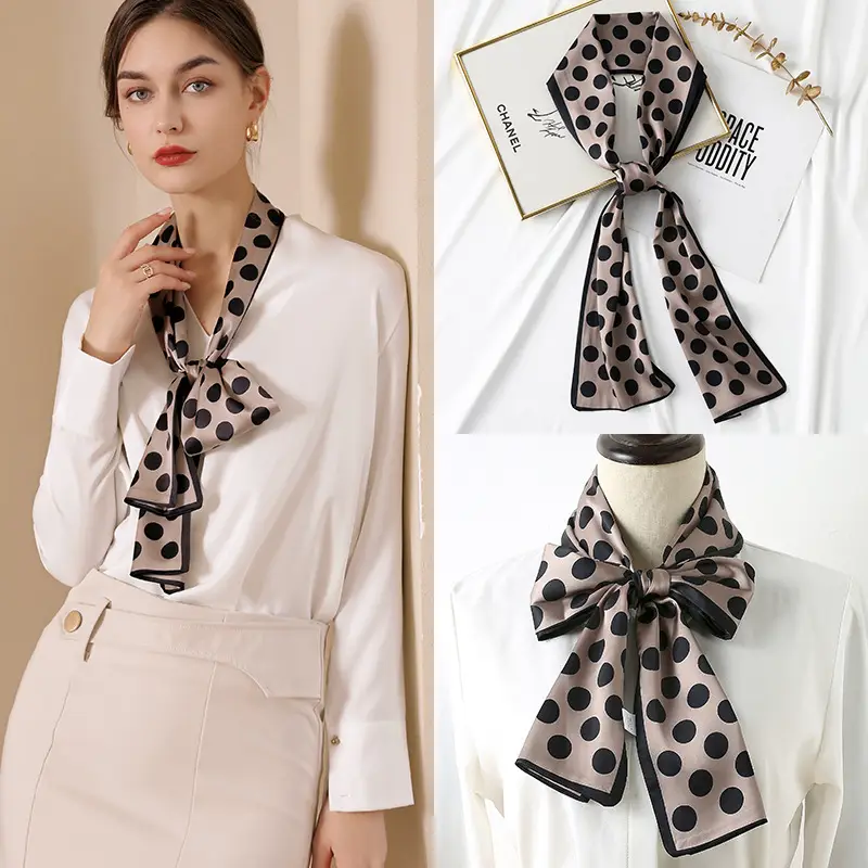 Women's Long Scarf with Polo Dot Print Wholesale - Image 3
