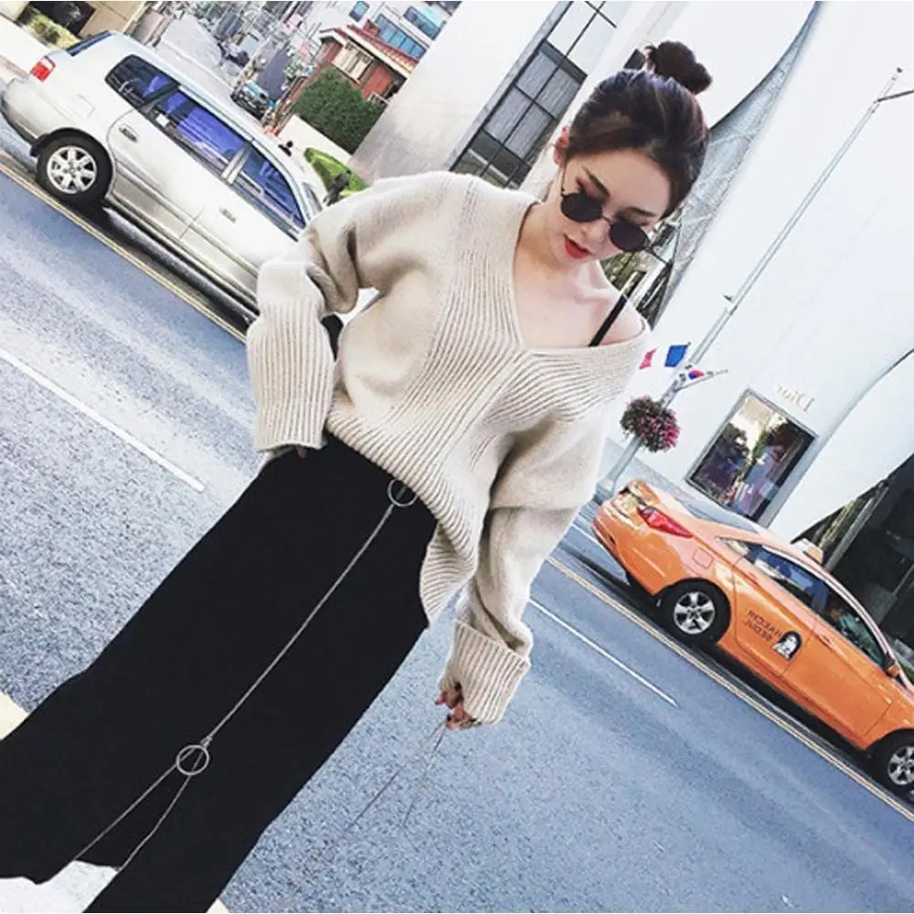 Black Korean Mid-Length Fat Weight Skirt with Zip Front - Image 5