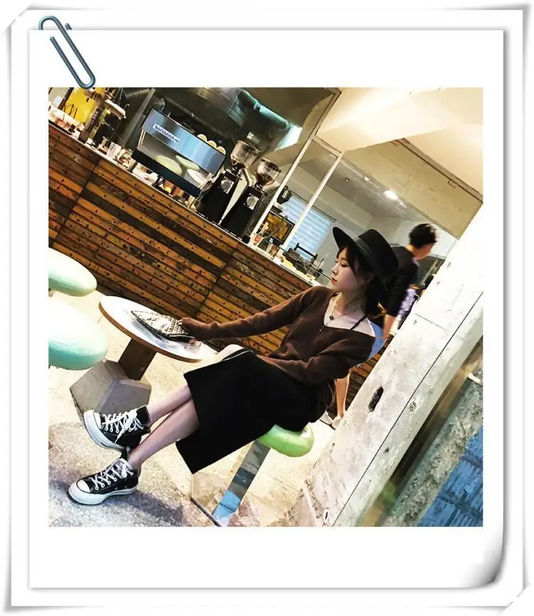 Black Korean Mid-Length Fat Weight Skirt with Zip Front — feature 6