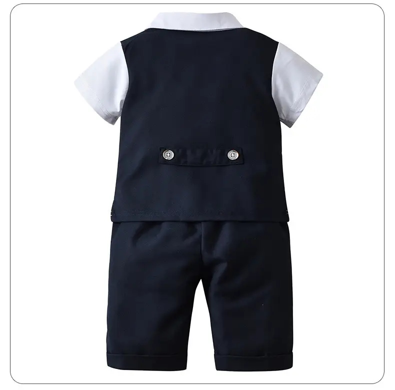 British Gentleman Bow Short Sleeve Vest Suit for Boys — feature 15