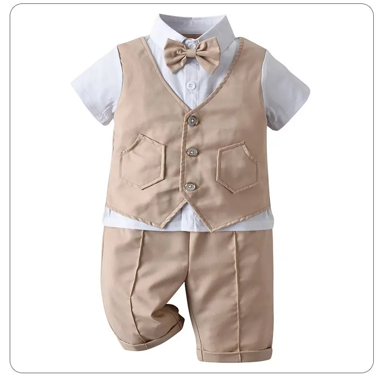 British Gentleman Bow Short Sleeve Vest Suit for Boys — feature 16