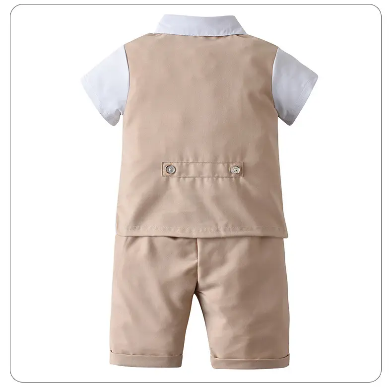 British Gentleman Bow Short Sleeve Vest Suit for Boys — feature 17