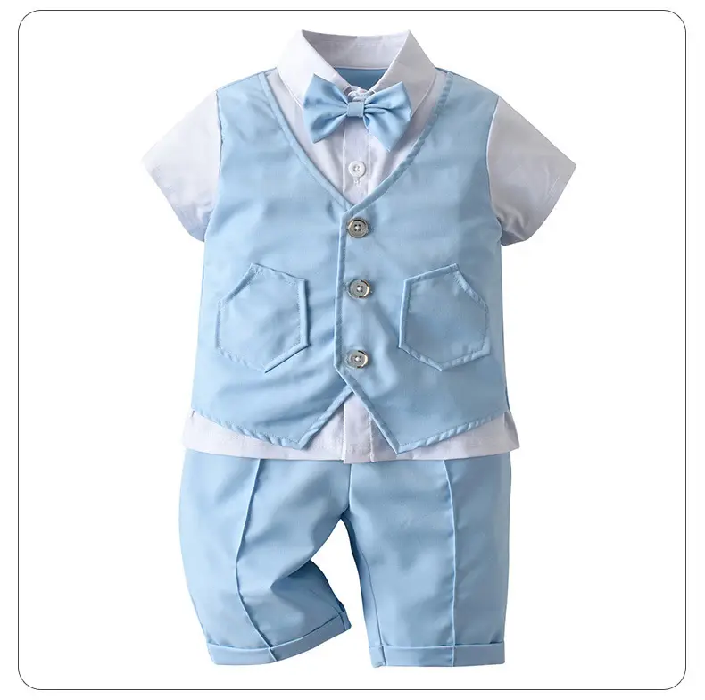 British Gentleman Bow Short Sleeve Vest Suit for Boys — feature 18