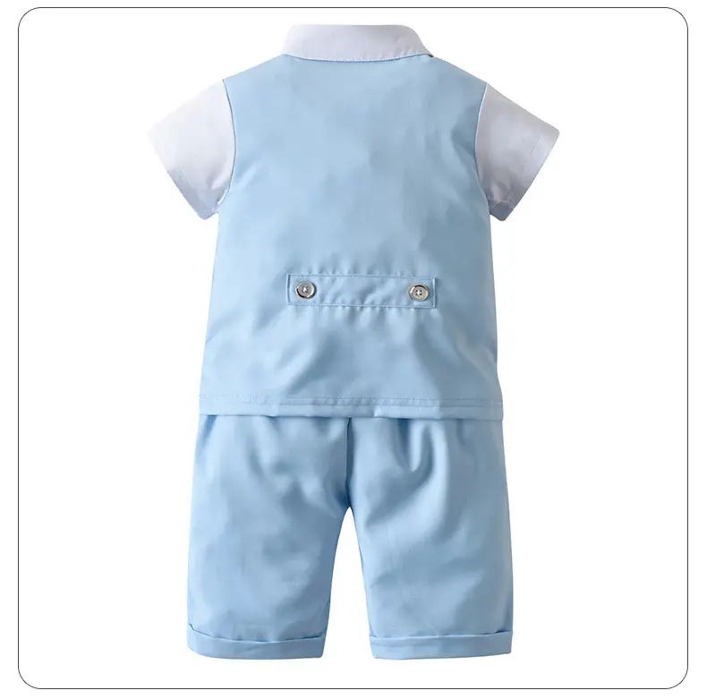 British Gentleman Bow Short Sleeve Vest Suit for Boys — feature 19