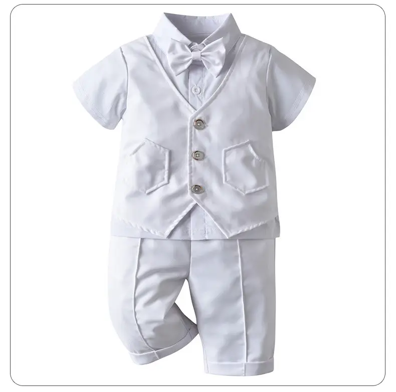British Gentleman Bow Short Sleeve Vest Suit for Boys — feature 20