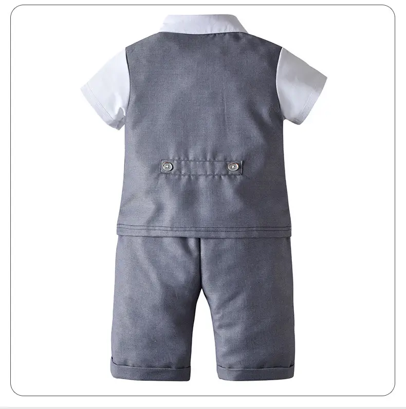 British Gentleman Bow Short Sleeve Vest Suit for Boys — feature 23