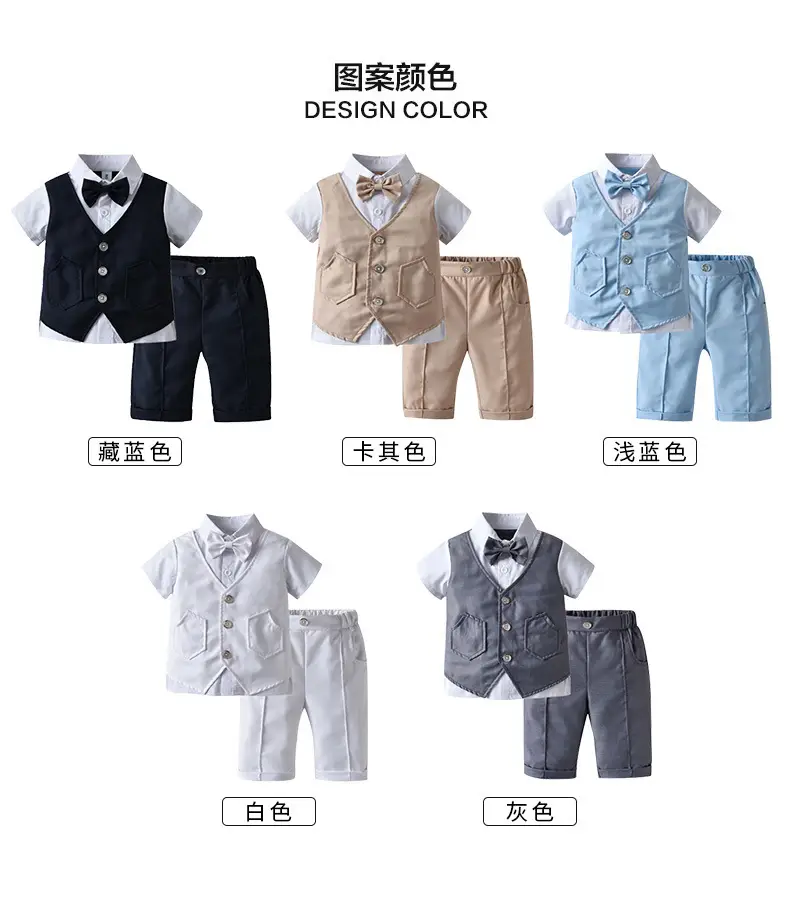 British Gentleman Bow Short Sleeve Vest Suit for Boys — feature 6
