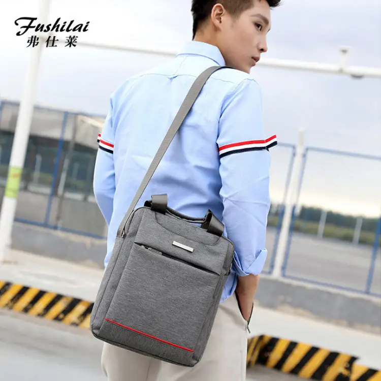 Men's Grey Crossbody Bag with Red Trim - Image 5