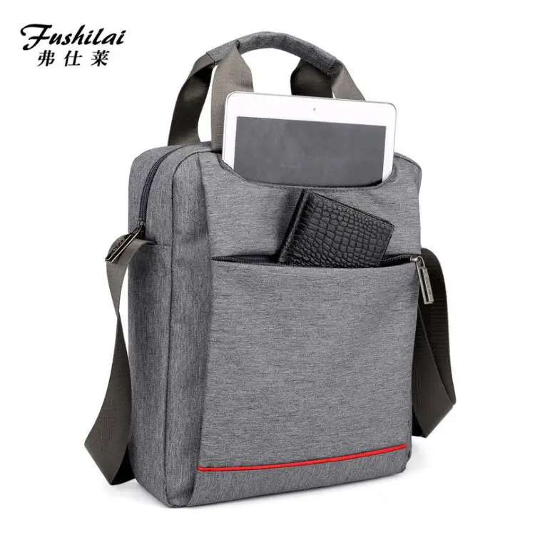 Men's Grey Crossbody Bag with Red Trim - Image 6