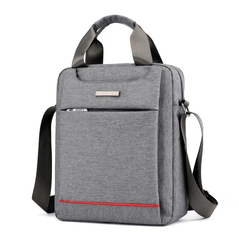 Men's Grey Crossbody Bag with Red Trim - Image 7