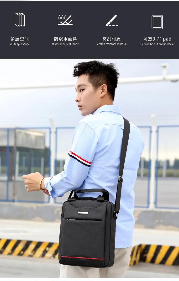 Men's Grey Crossbody Bag with Red Trim — feature 1
