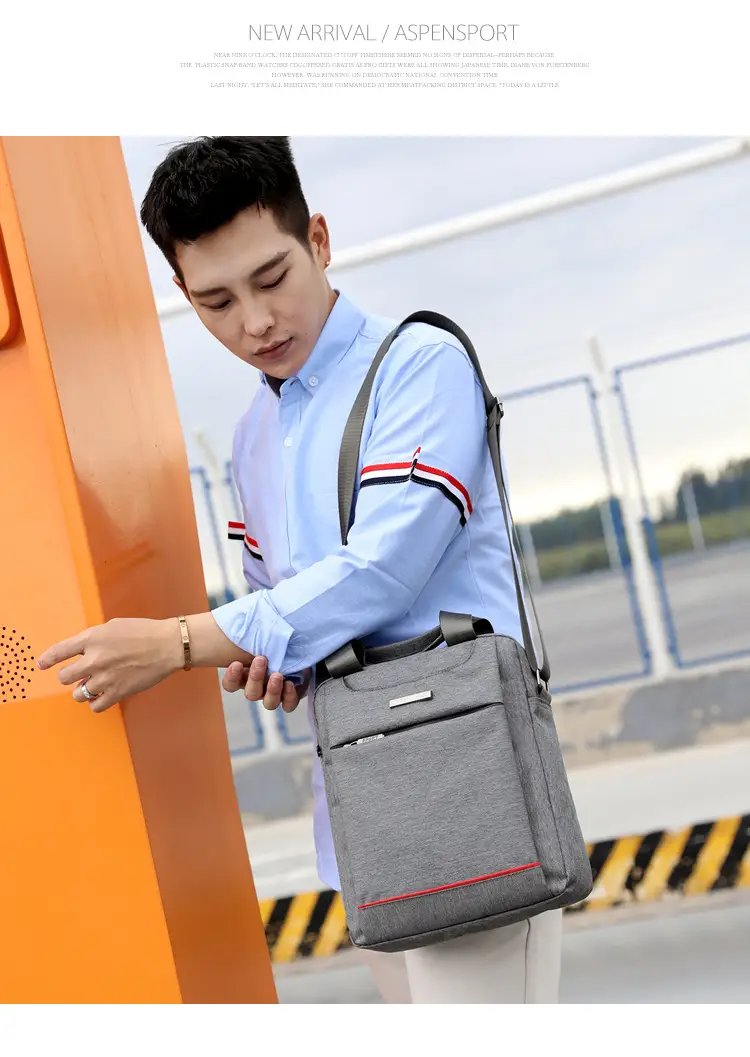 Men's Grey Crossbody Bag with Red Trim — feature 13