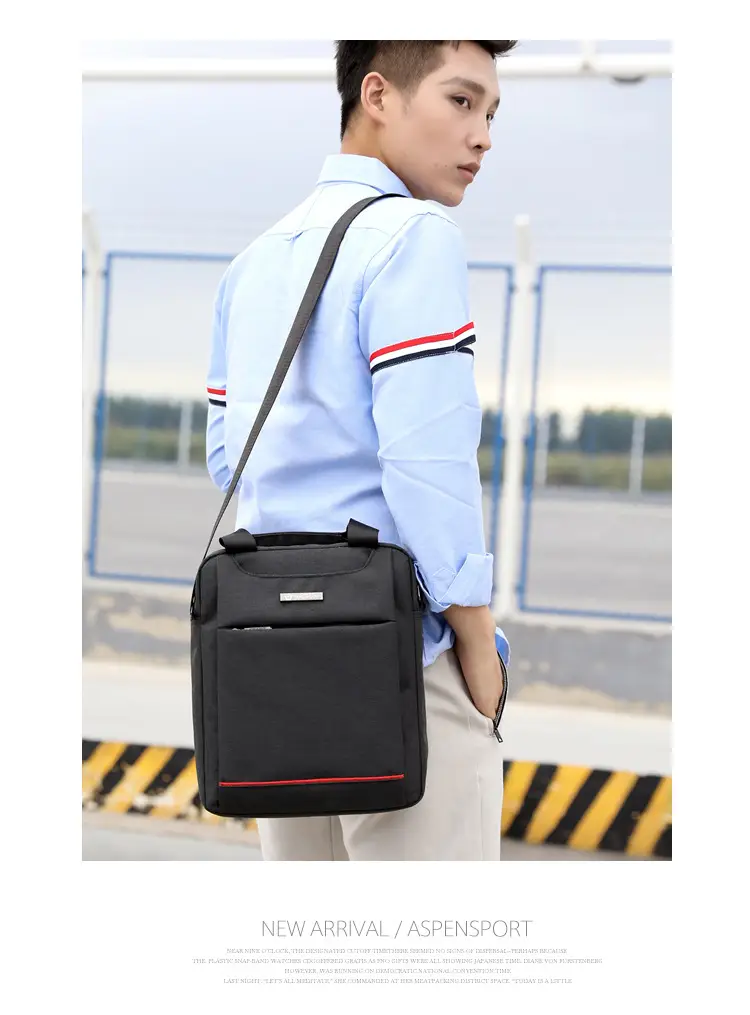 Men's Grey Crossbody Bag with Red Trim — feature 15